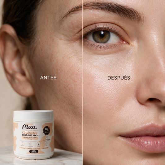 Antes y después piel MUU - 8 semanas